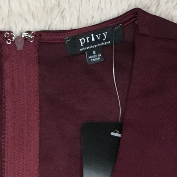 privy V Neck Long Sleeve Crop Top 70’s Style Plum Purple Orange Size Small - Picture 5 of 5